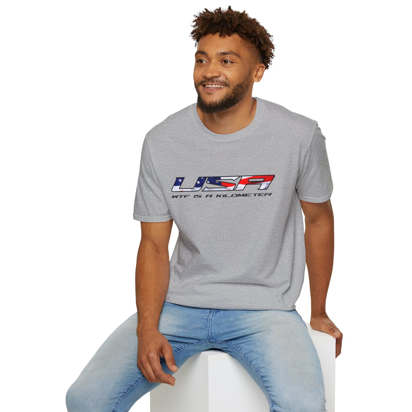 USA WTF is a Kilometer w/Flag Unisex T-Shirt
