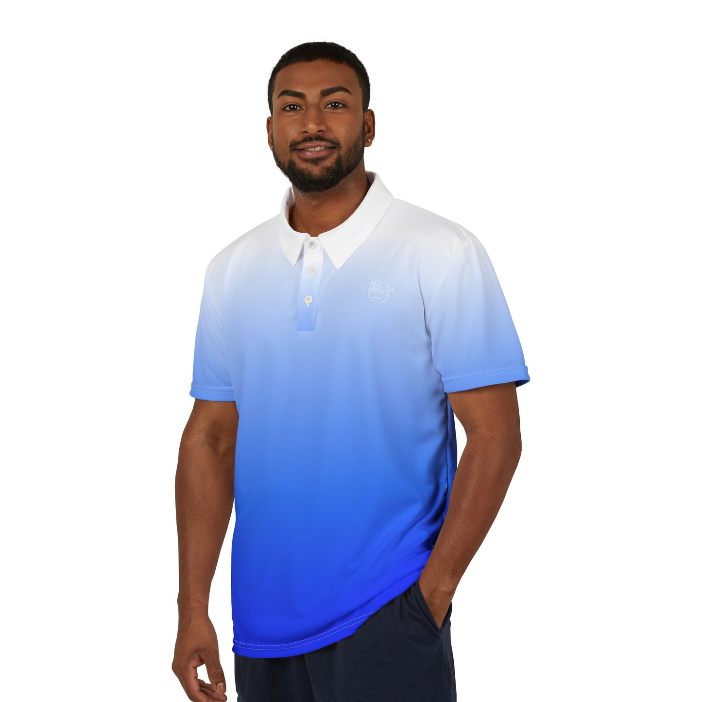 Blue Gradient Degenerate Unisex Polo Shirt