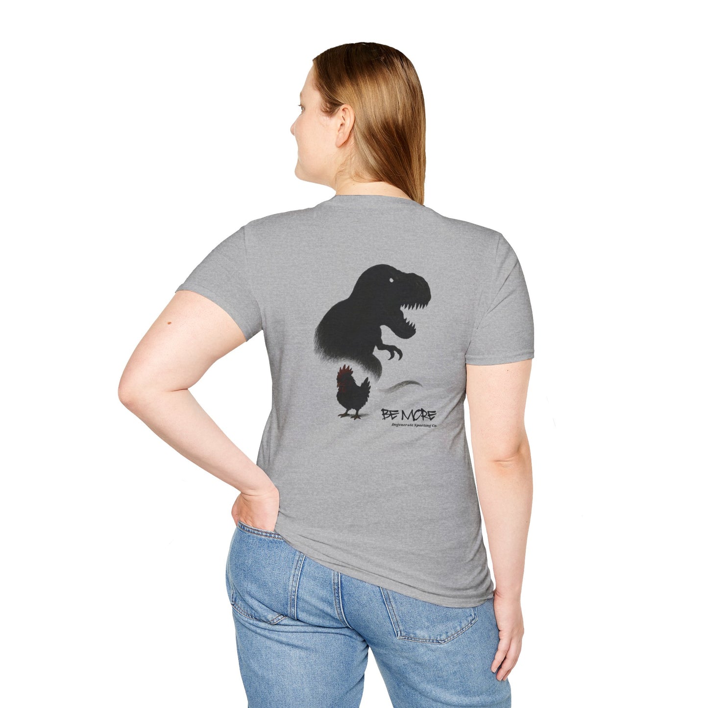 Be More. Chicken and T-Rex Evolution Graphic T-Shirt
