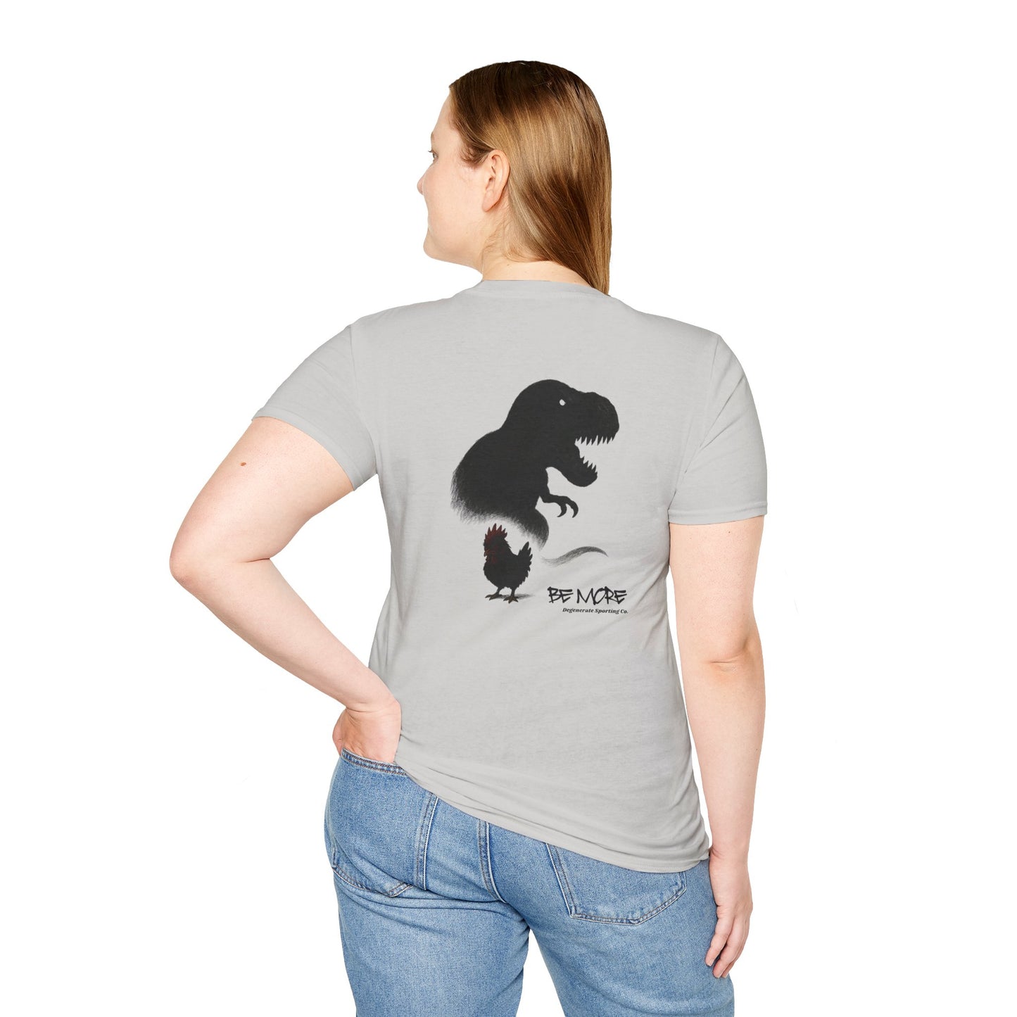 Be More. Chicken and T-Rex Evolution Graphic T-Shirt