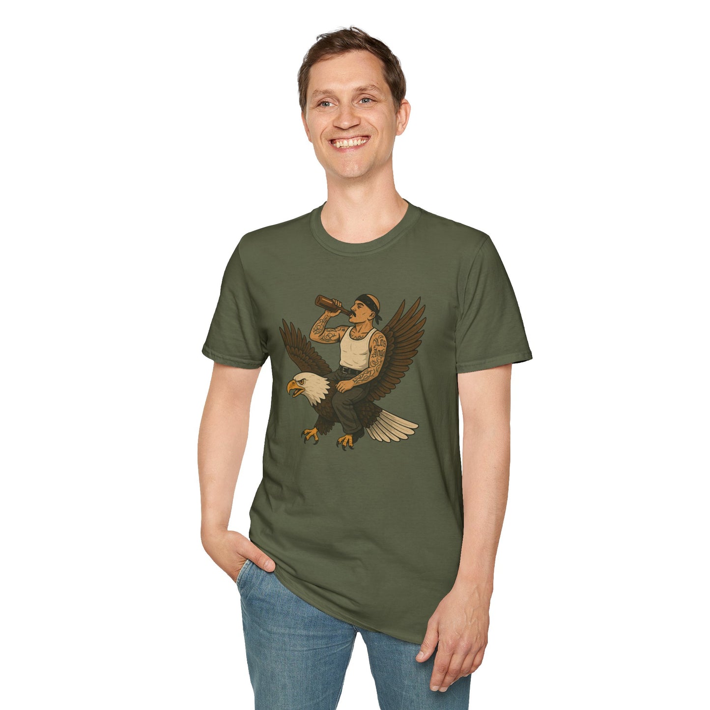 USA Vato on a Bald Eagle Patriotic Unisex T-Shirt