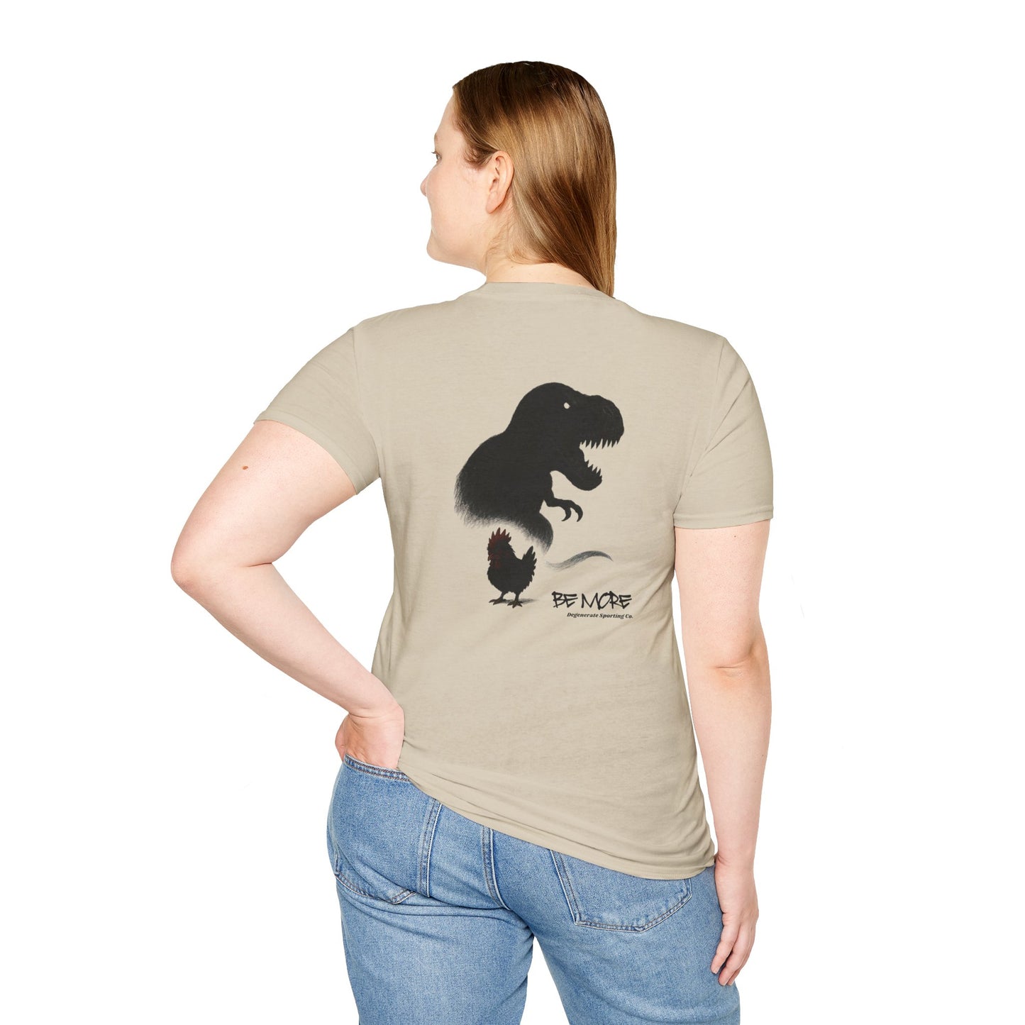 Be More. Chicken and T-Rex Evolution Graphic T-Shirt