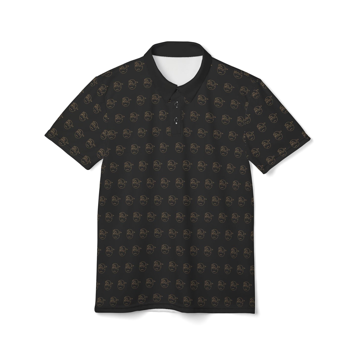 Black Degenerate Co. Sports Polo Shirt w/Gold Logo Pattern