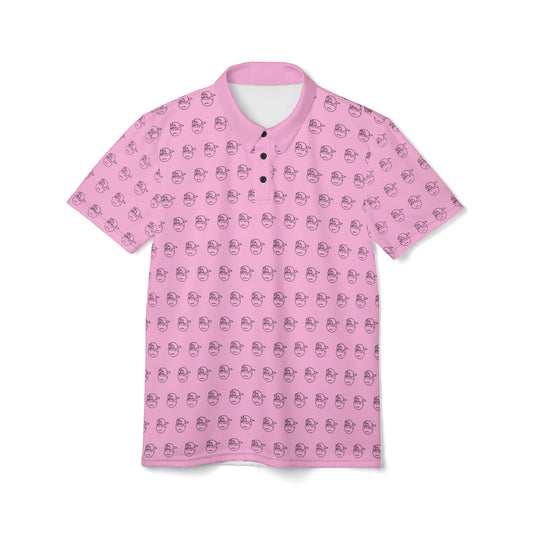 Pink Degenerate Co. Sports Polo Shirt w/Black Logo Pattern